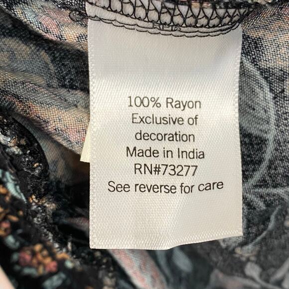 Sonoma Goods For Life Black Floral Wide Leg Boho High Rise Pants Size Medium - Picture 12 of 12